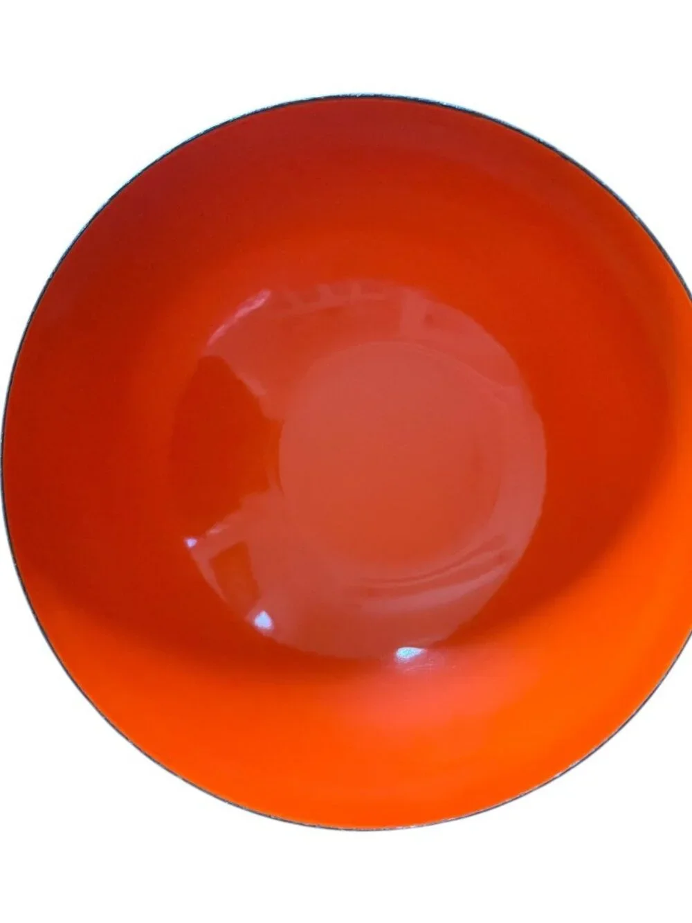 Catherineholm White Lotus on Orange Large Bowl Enamelware Norway 9.5" Wide - Picture 3 of 7